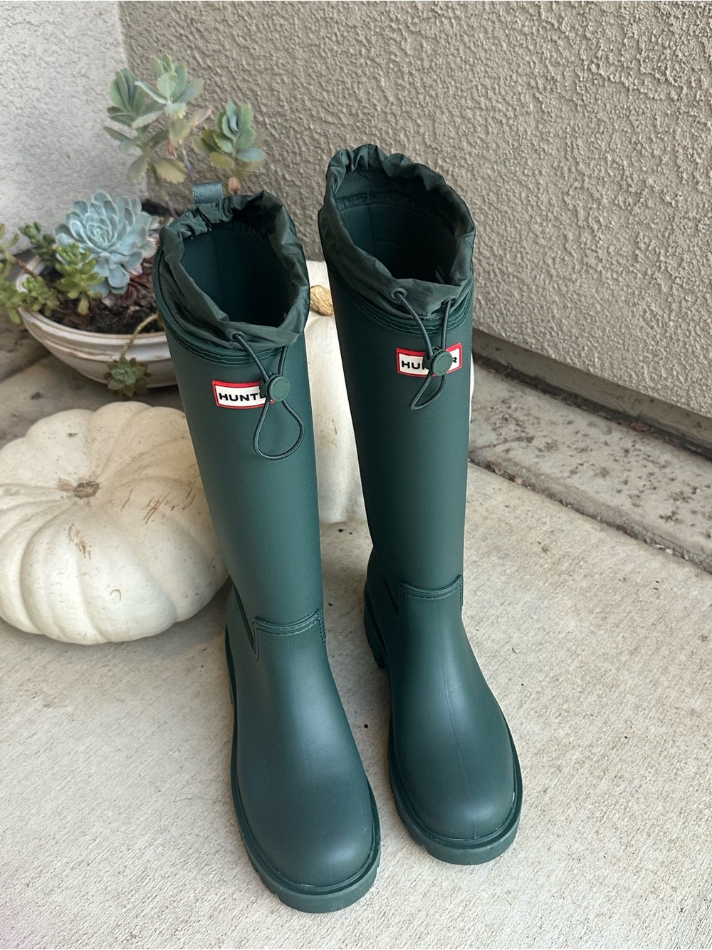 Hunter Women's Tall Drawcord Rain Boots - Forest Green